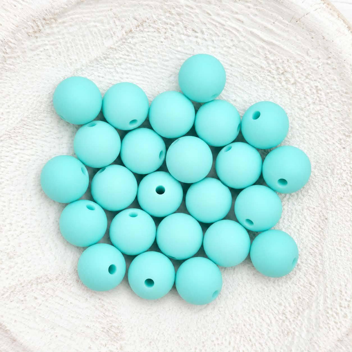 Aqua 12mm Silicone Beads, 20 Count