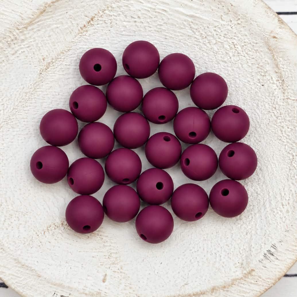 Wine 12mm Silicone Beads, 20 Count