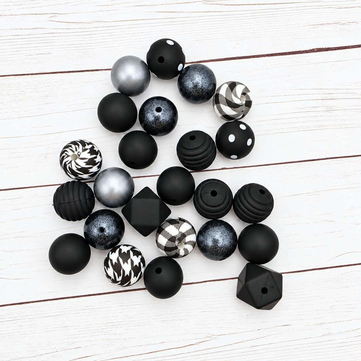 Black Beauty Silicone Bead Mix, 15mm, 24 Count