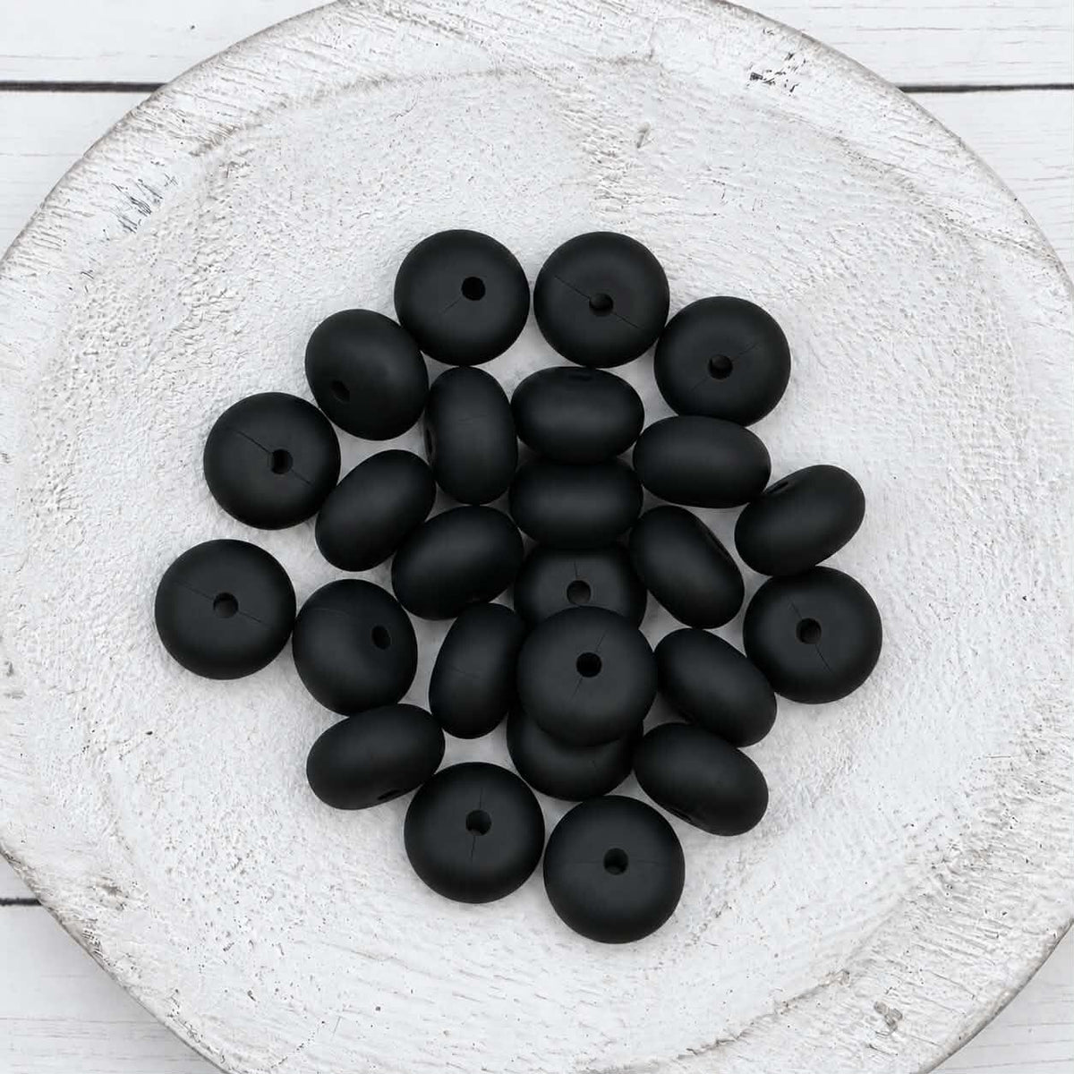 14mm Black Abacus Silicone Beads, 10 or 20 Count