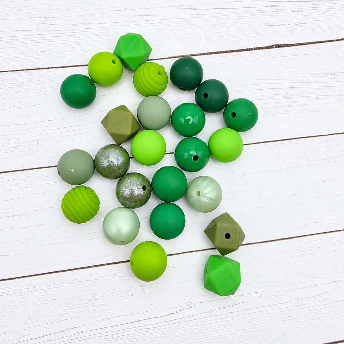 Green Envy Silicone Bead Mix, 15mm, 24 Count