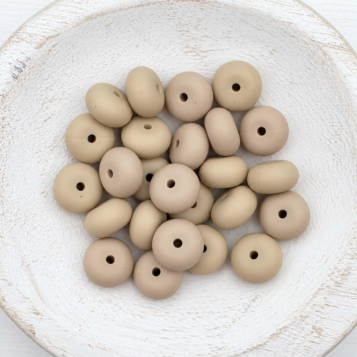 14mm Beige Abacus Silicone Beads, 10 or 20 Count