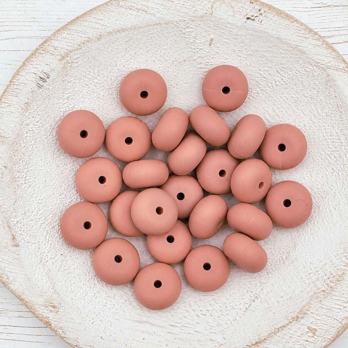 14mm Peach Abacus Silicone Beads, 10 or 20 Count