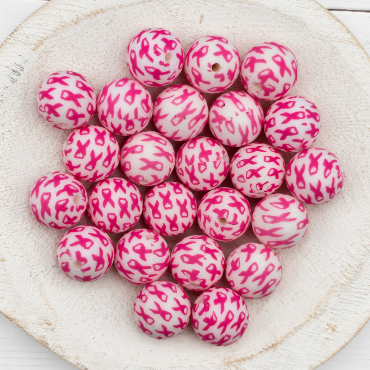 15mm Pink Ribbon Beads
