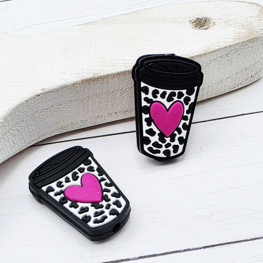 Heart Coffee Cup Focal Beads