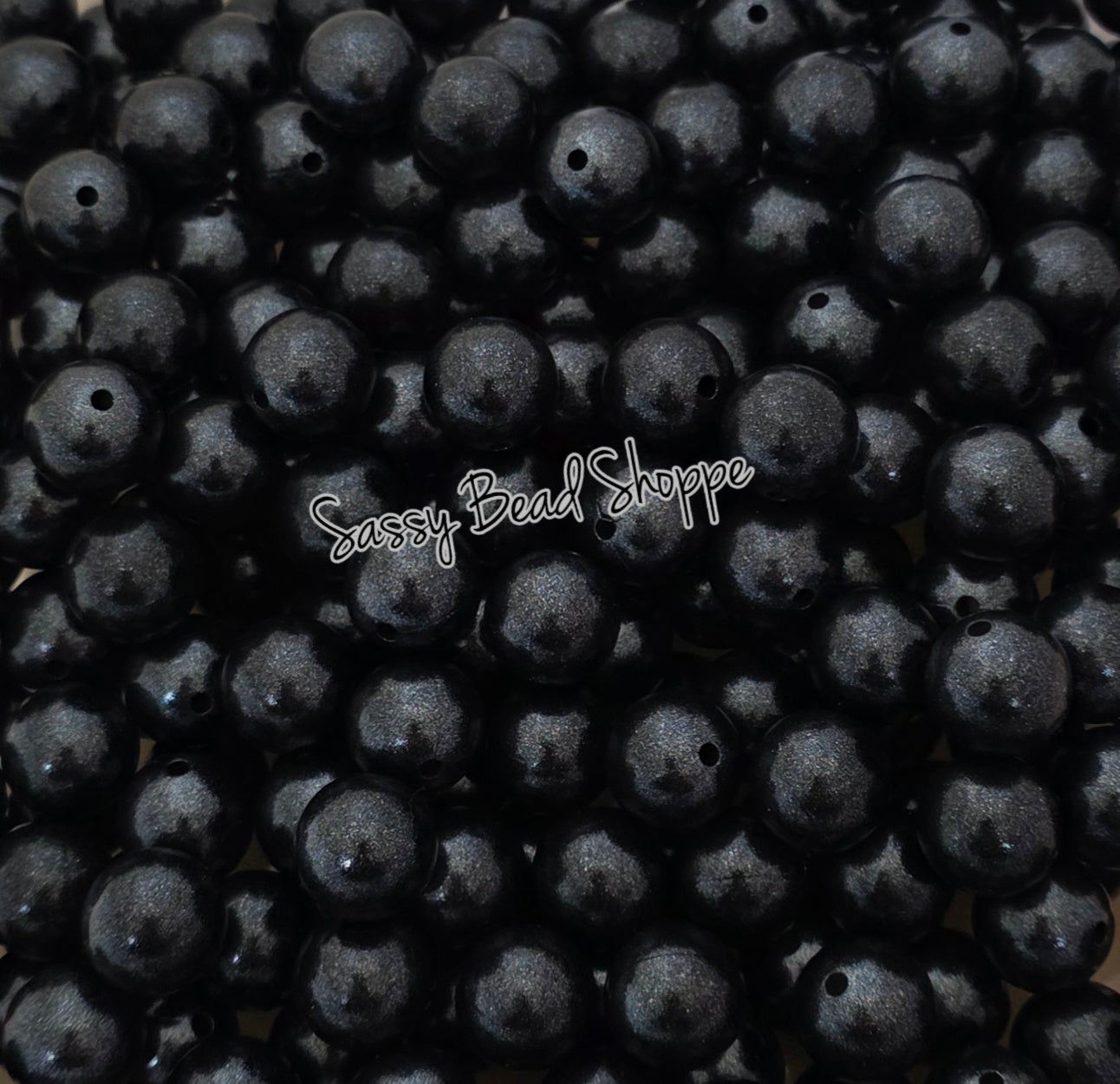 15mm Black Shimmer Silicone Beads