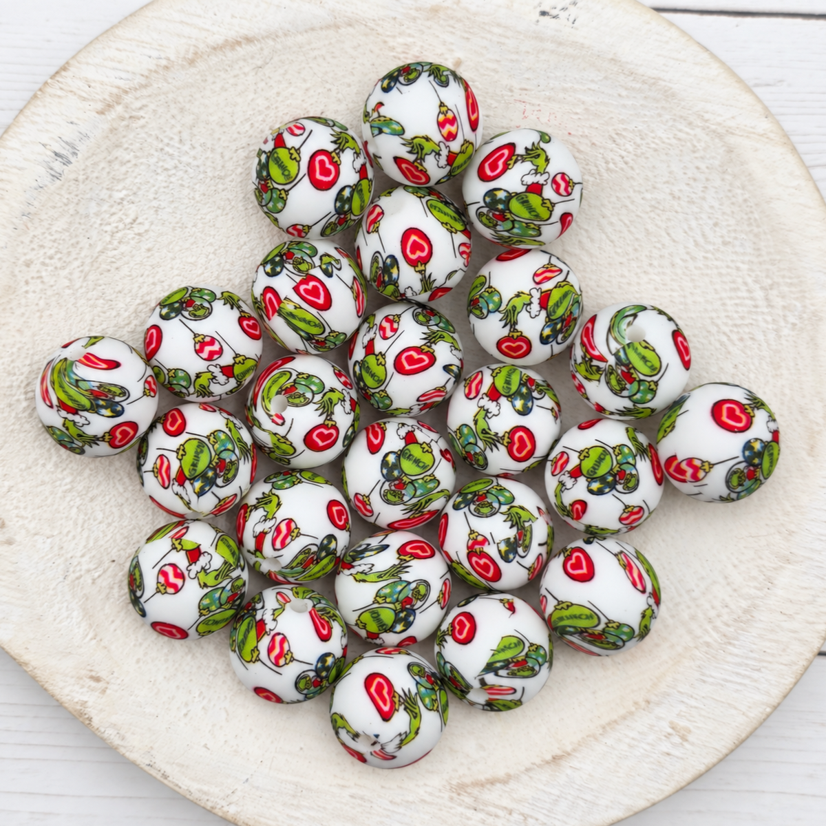 15mm Christmas Silicone Print Beads