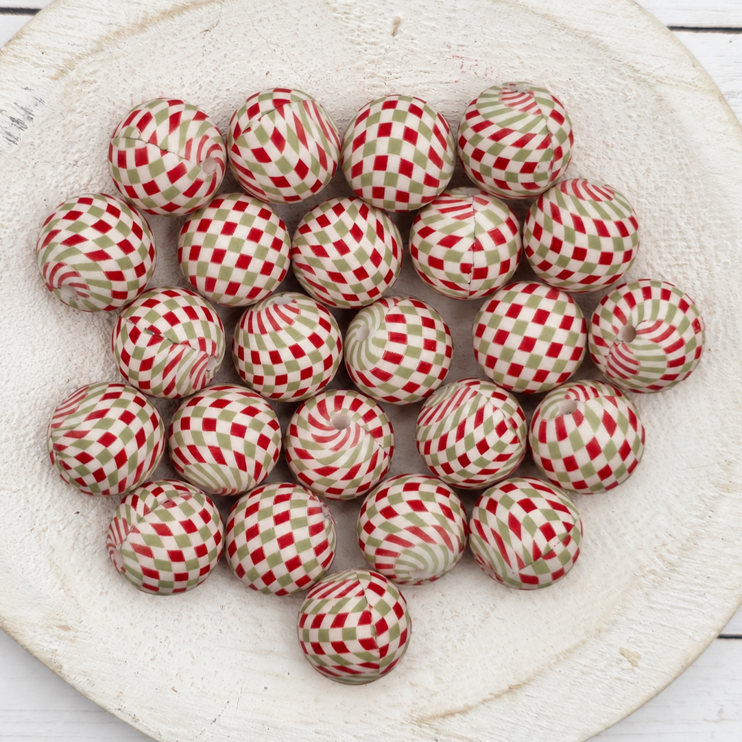 15mm Christmas Silicone Print Beads