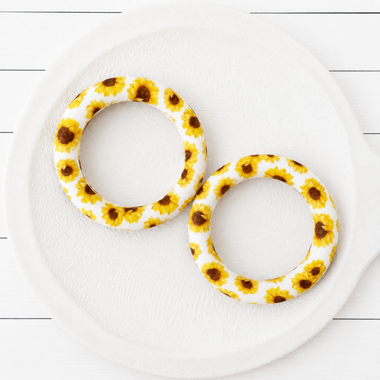 65mm Sunflower White Print Silicone Ring