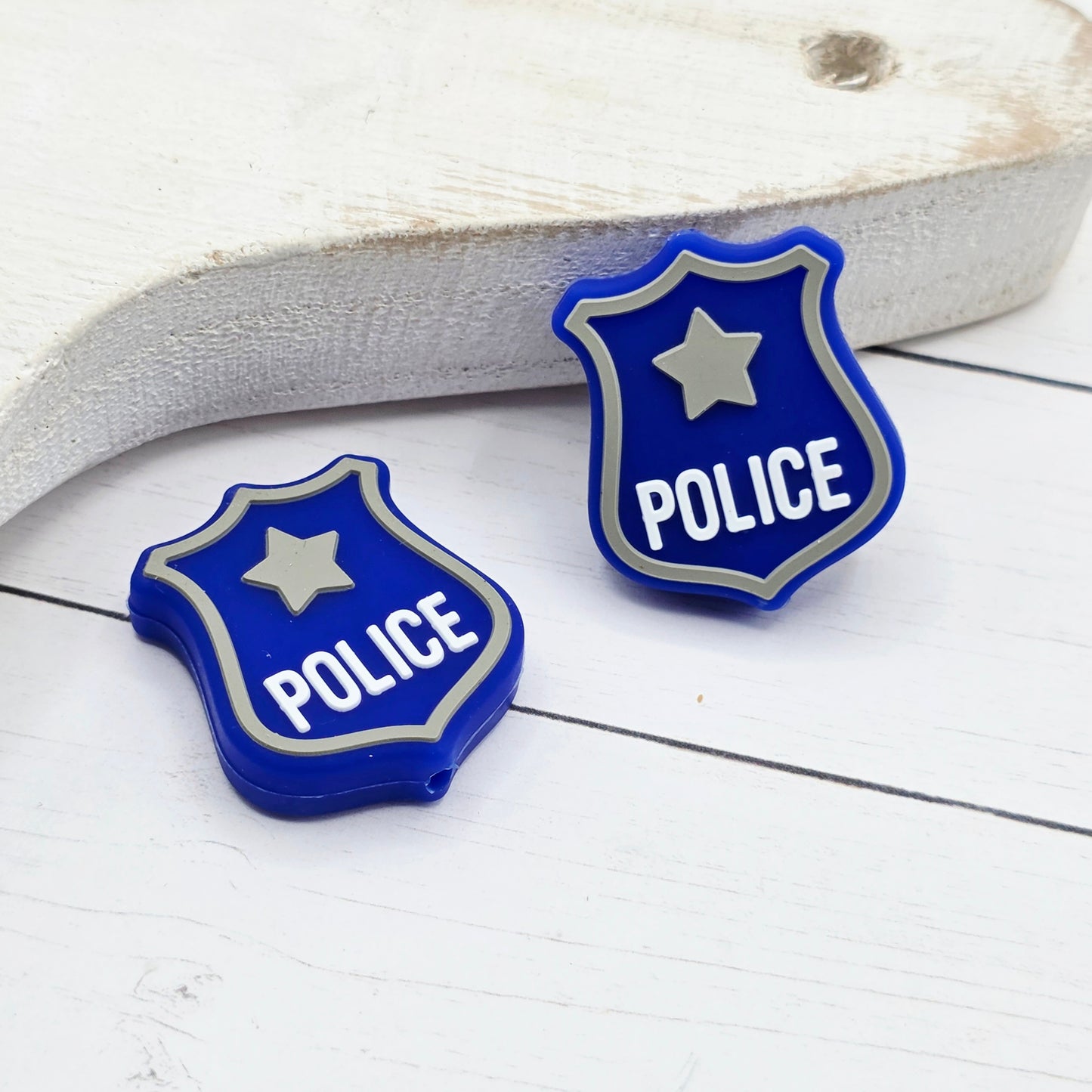 Blue Police Badge Bead