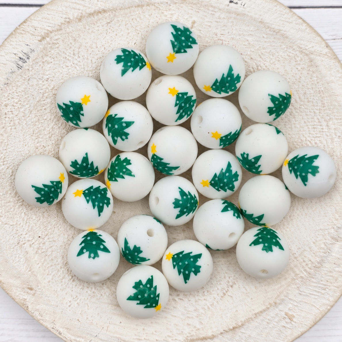15mm Christmas Silicone Print Beads