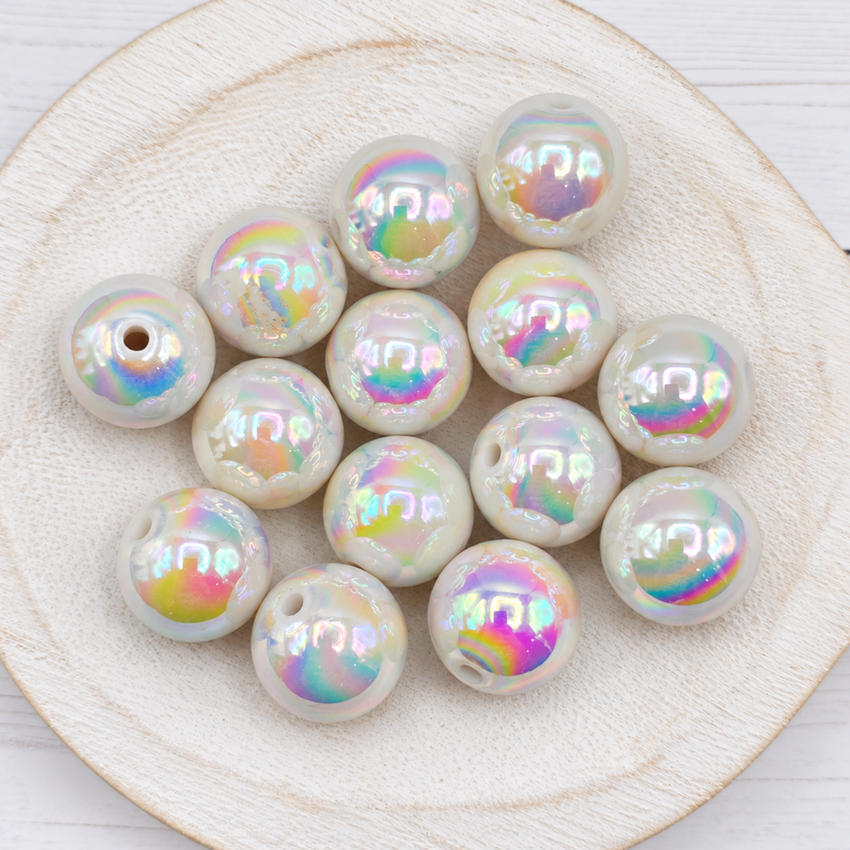 20mm White AB Beads