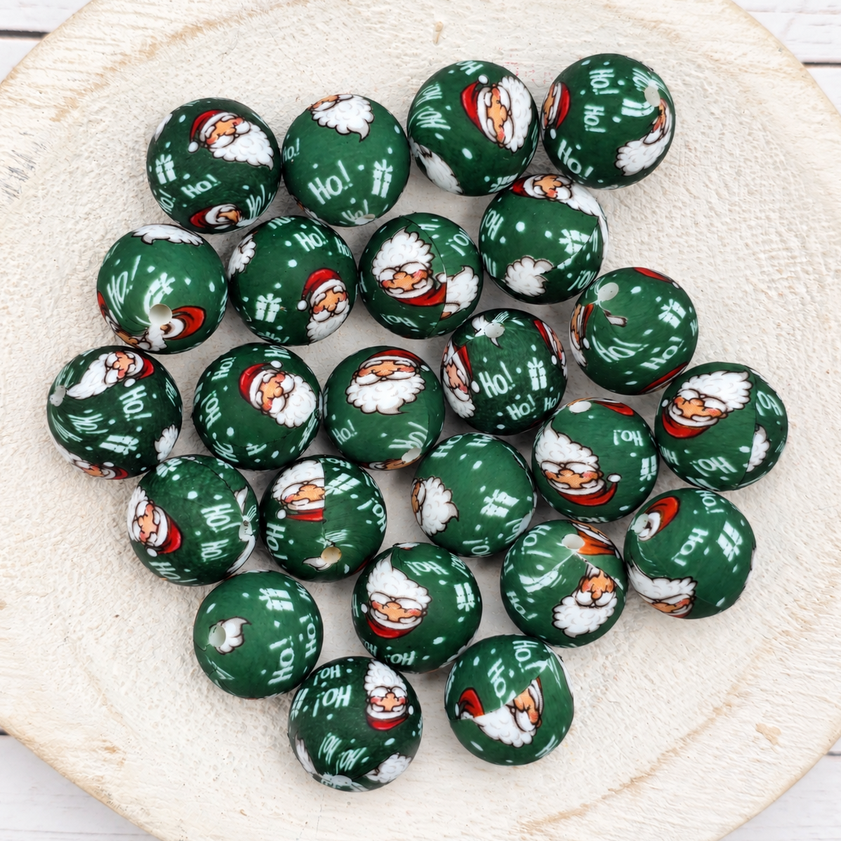 15mm Christmas Silicone Print Beads
