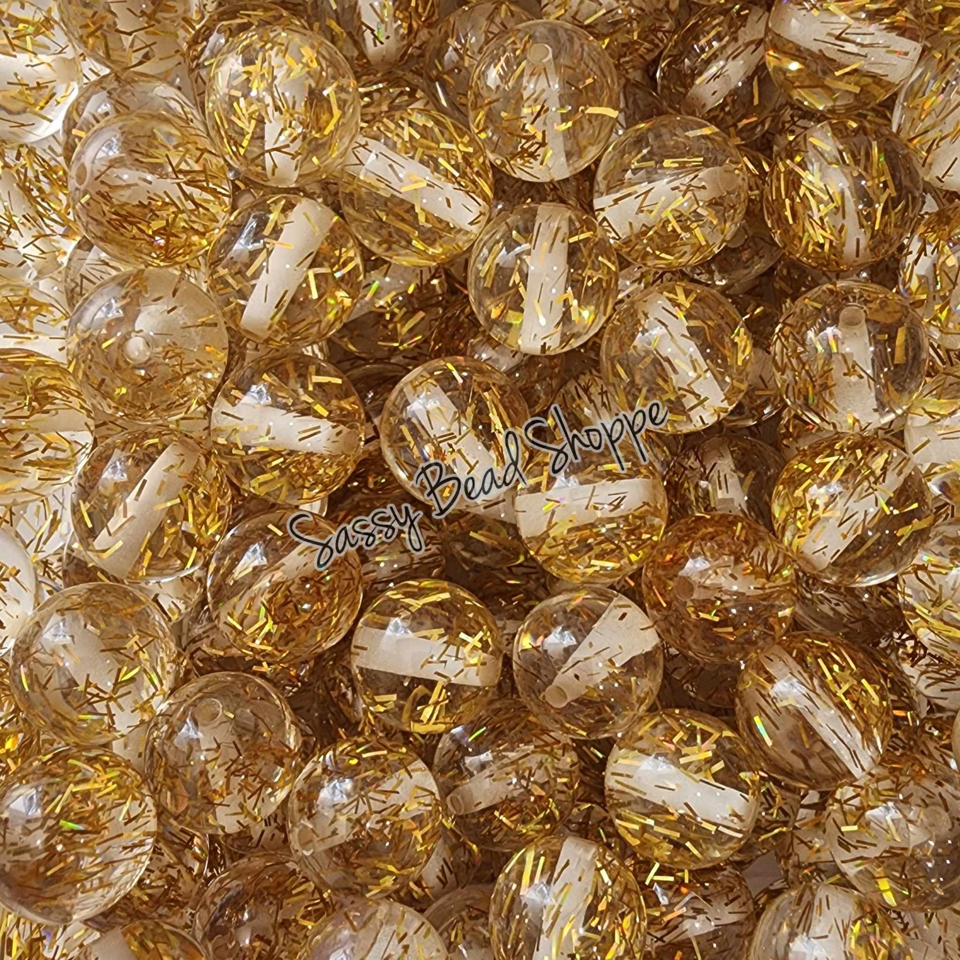 20MM Gold Confetti Beads - Sassy Bead Shoppe