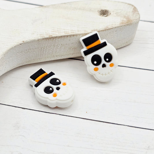 White Skeleton Head Focal Bead