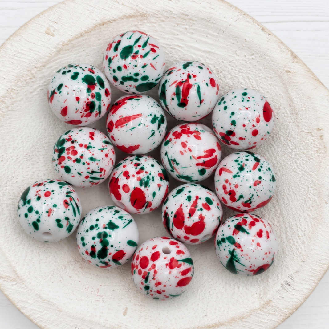 20mm Christmas Print Beads