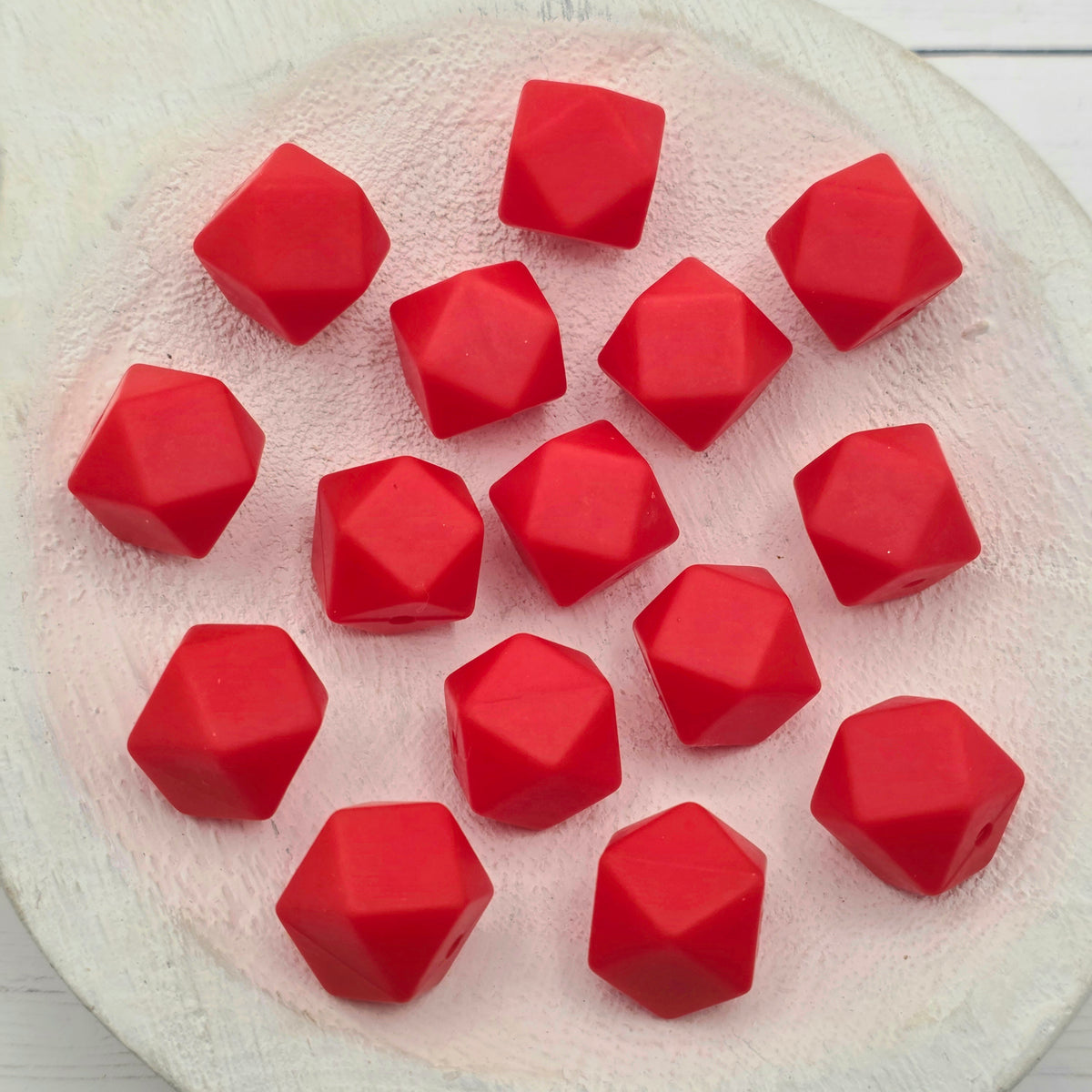 14mm Red Hexagon Beads