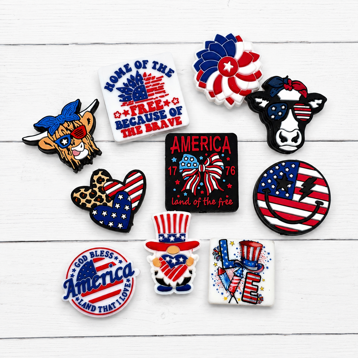Independence Day Silicone Focal Bead Mix