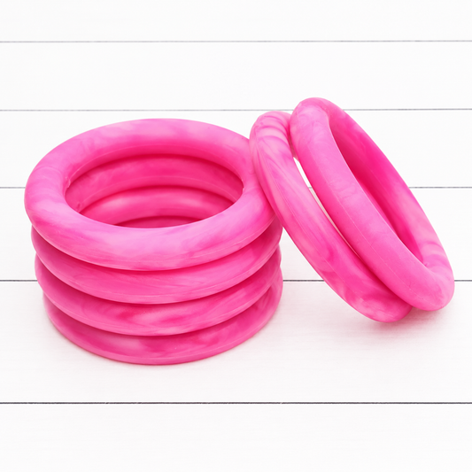 65mm Hot Pink Marble Silicone Ring