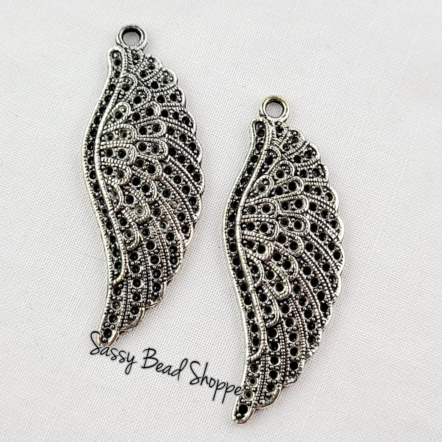 Large Angel Wing Charms set of 2 or 4 - Sassy Bead Shoppe