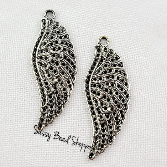 Large Angel Wing Charms set of 2 or 4 - Sassy Bead Shoppe