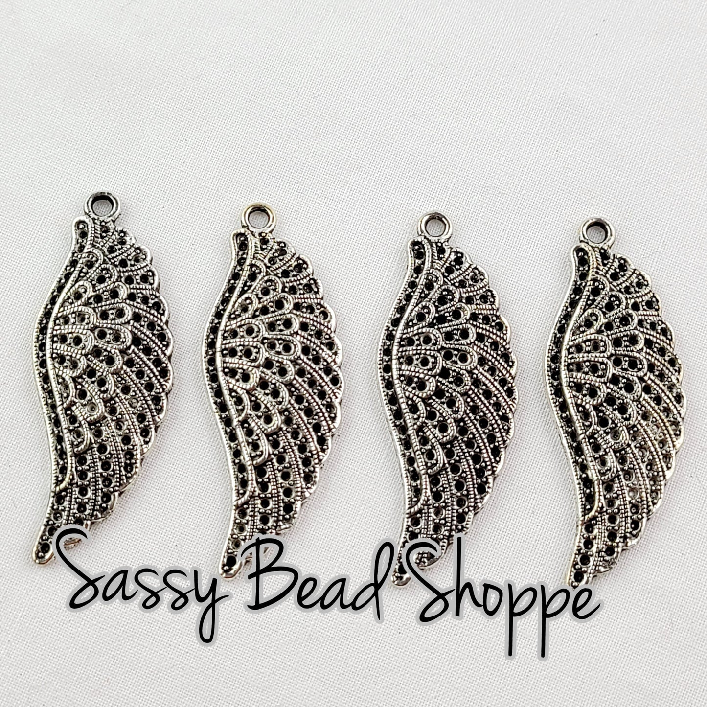 Large Angel Wing Charms set of 2 or 4 - Sassy Bead Shoppe