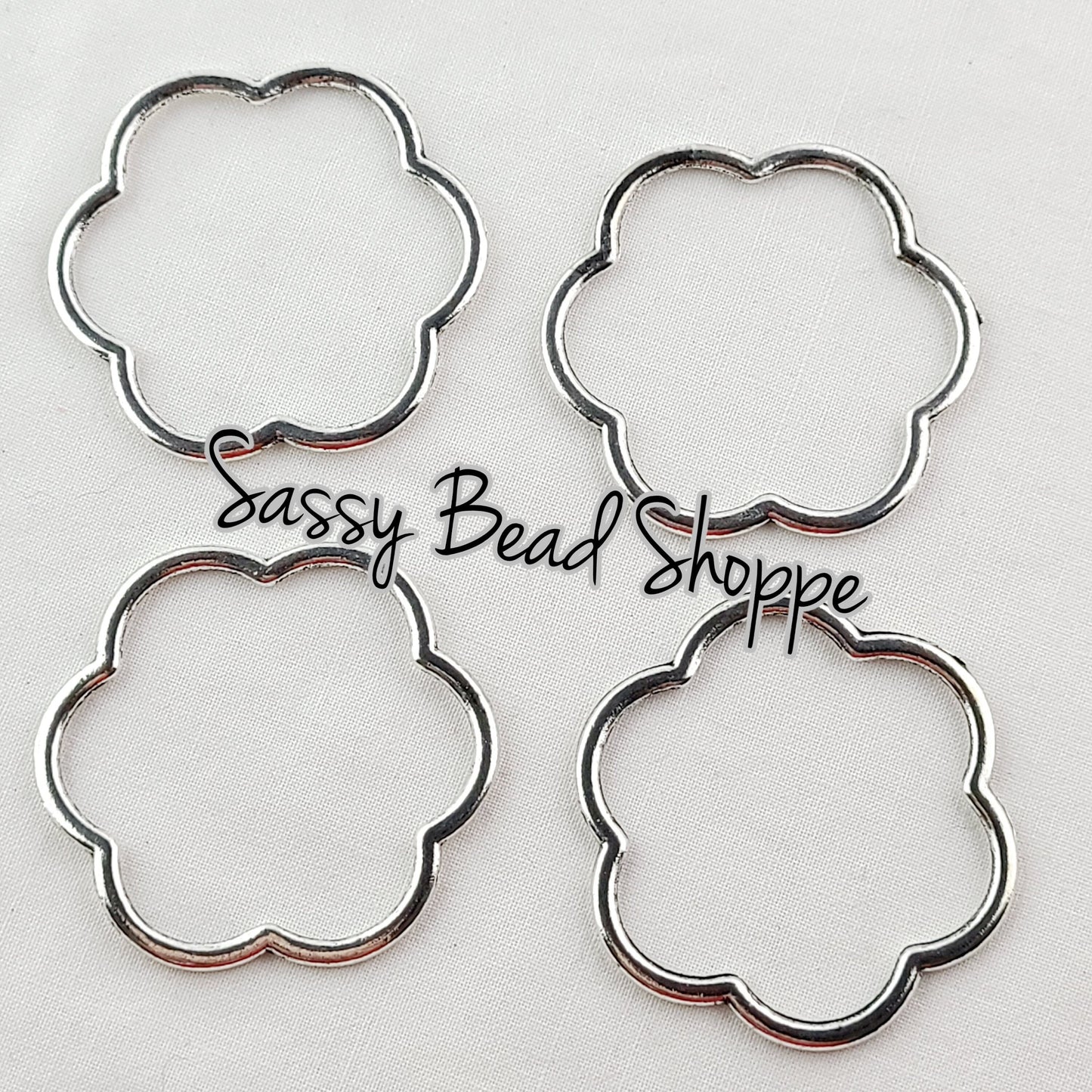 Large Flower Outline Charms set of 3 or 6 - Sassy Bead Shoppe