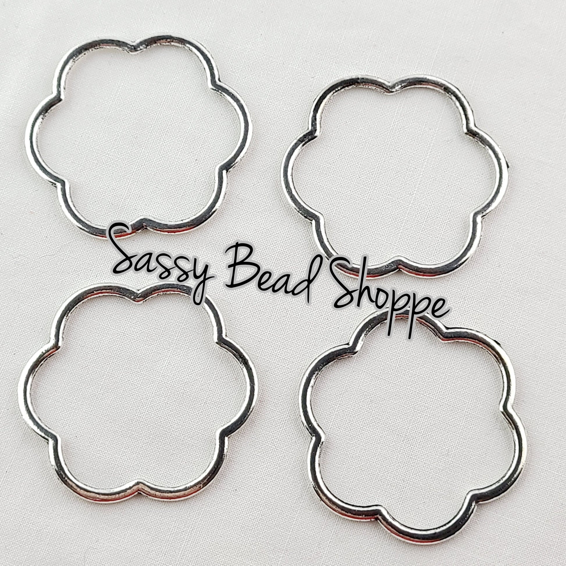Large Flower Outline Charms set of 3 or 6 - Sassy Bead Shoppe