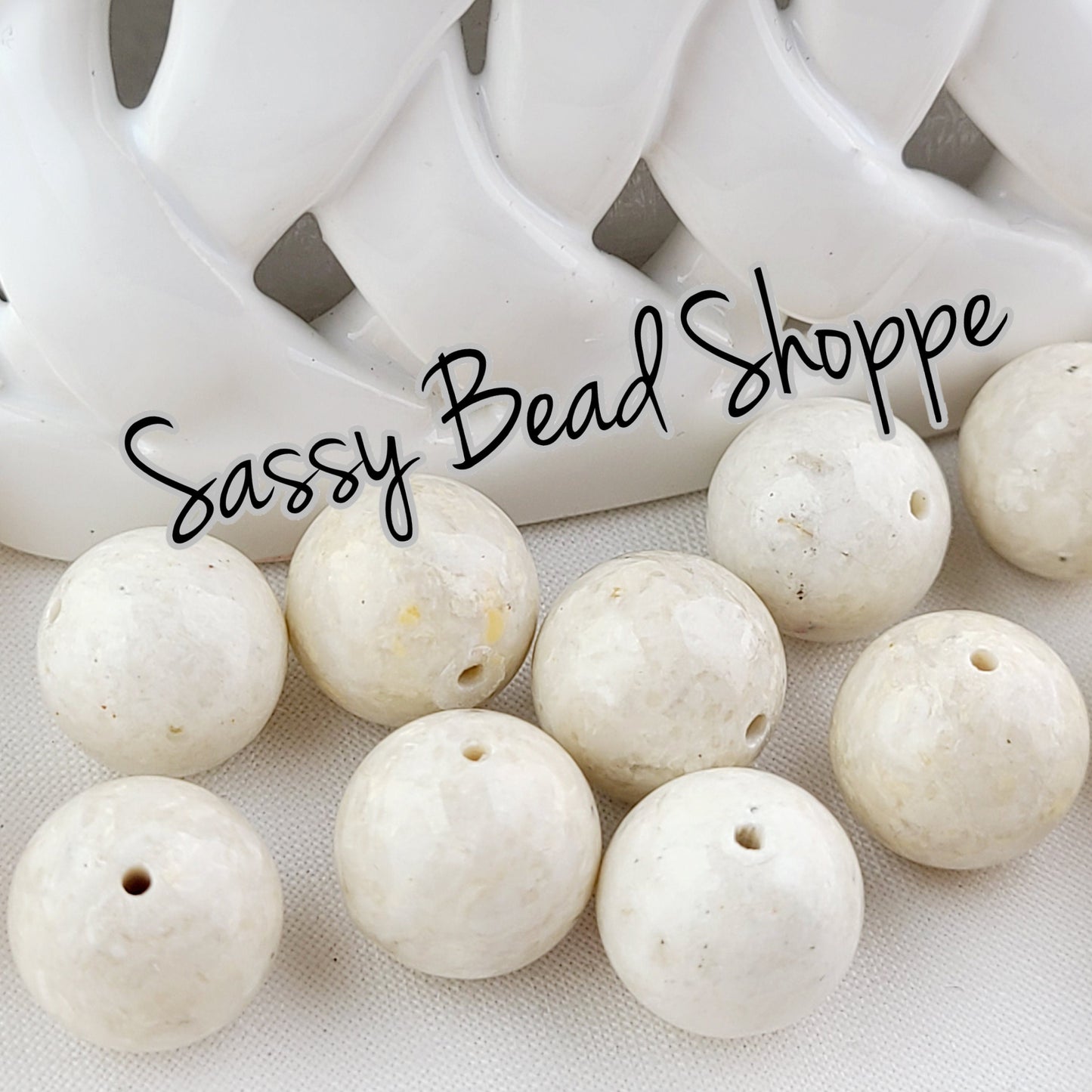 Ivory Stone Beads 12mm - Sassy Bead Shoppe