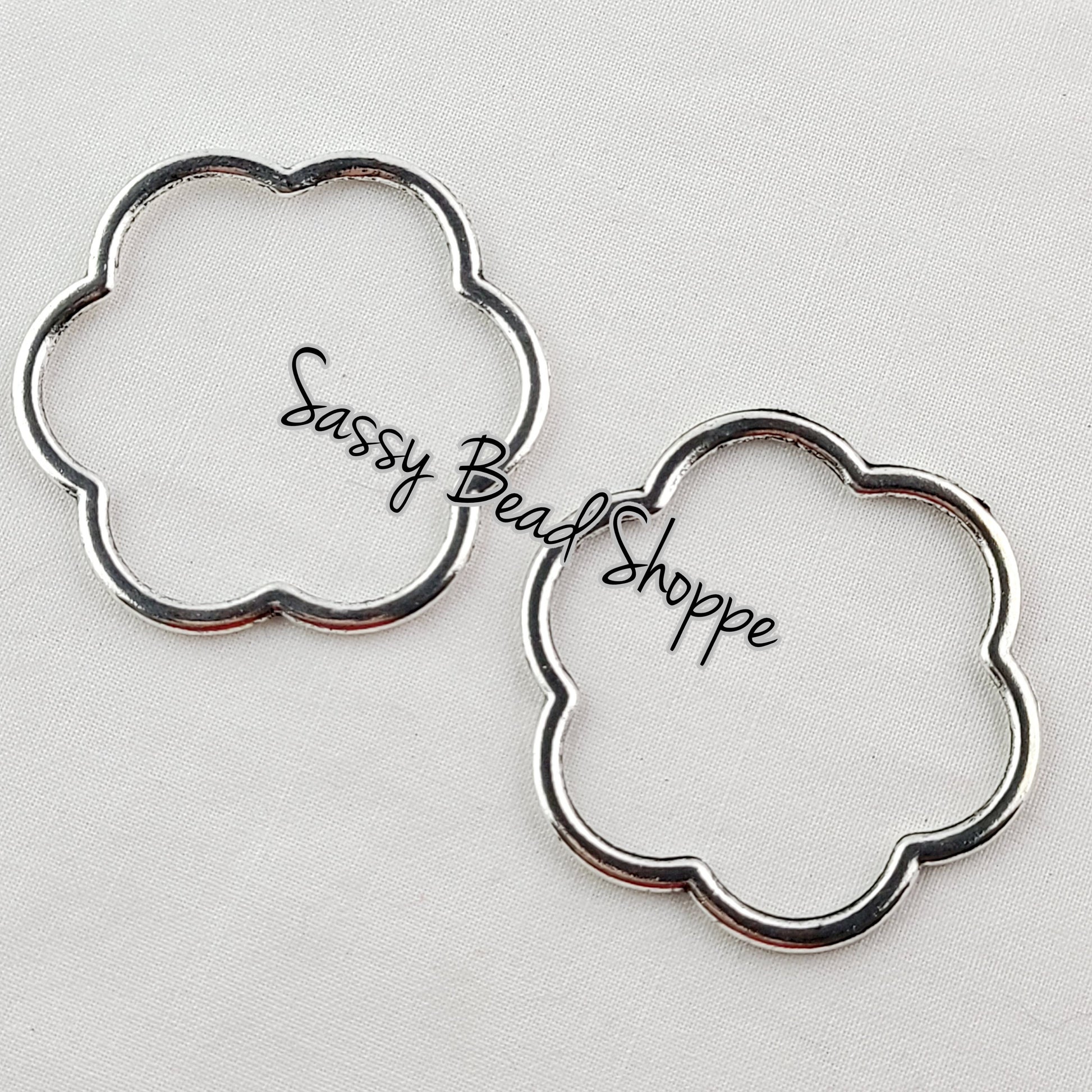 Large Flower Outline Charms set of 3 or 6 - Sassy Bead Shoppe