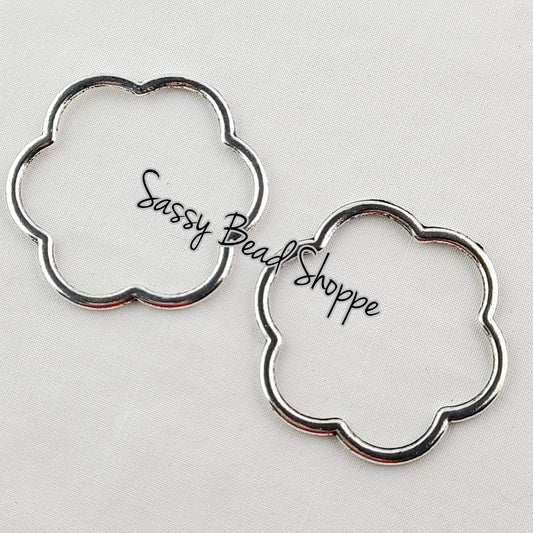 Large Flower Outline Charms set of 3 or 6 - Sassy Bead Shoppe