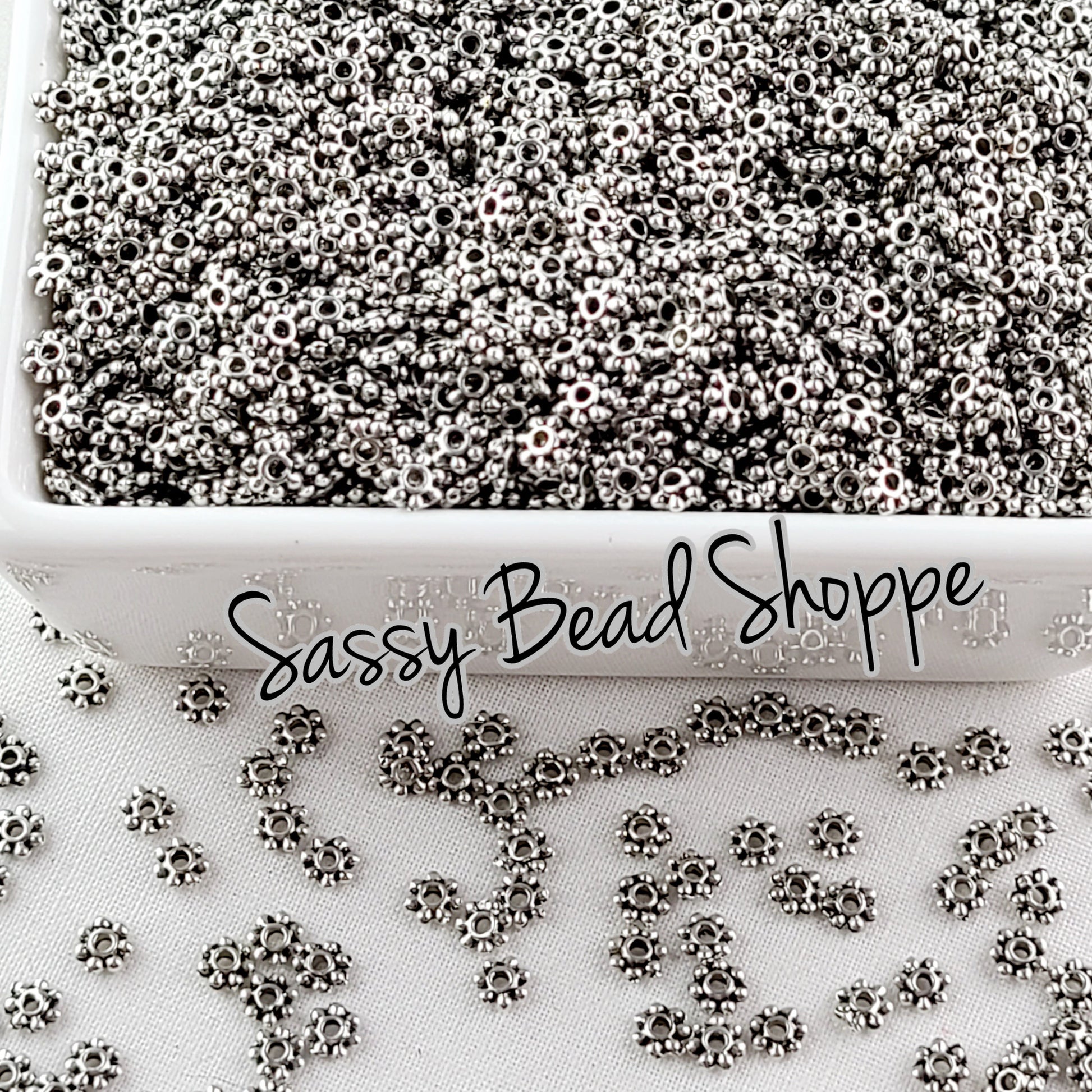 4mm Daisy Spacer Beads - Sassy Bead Shoppe