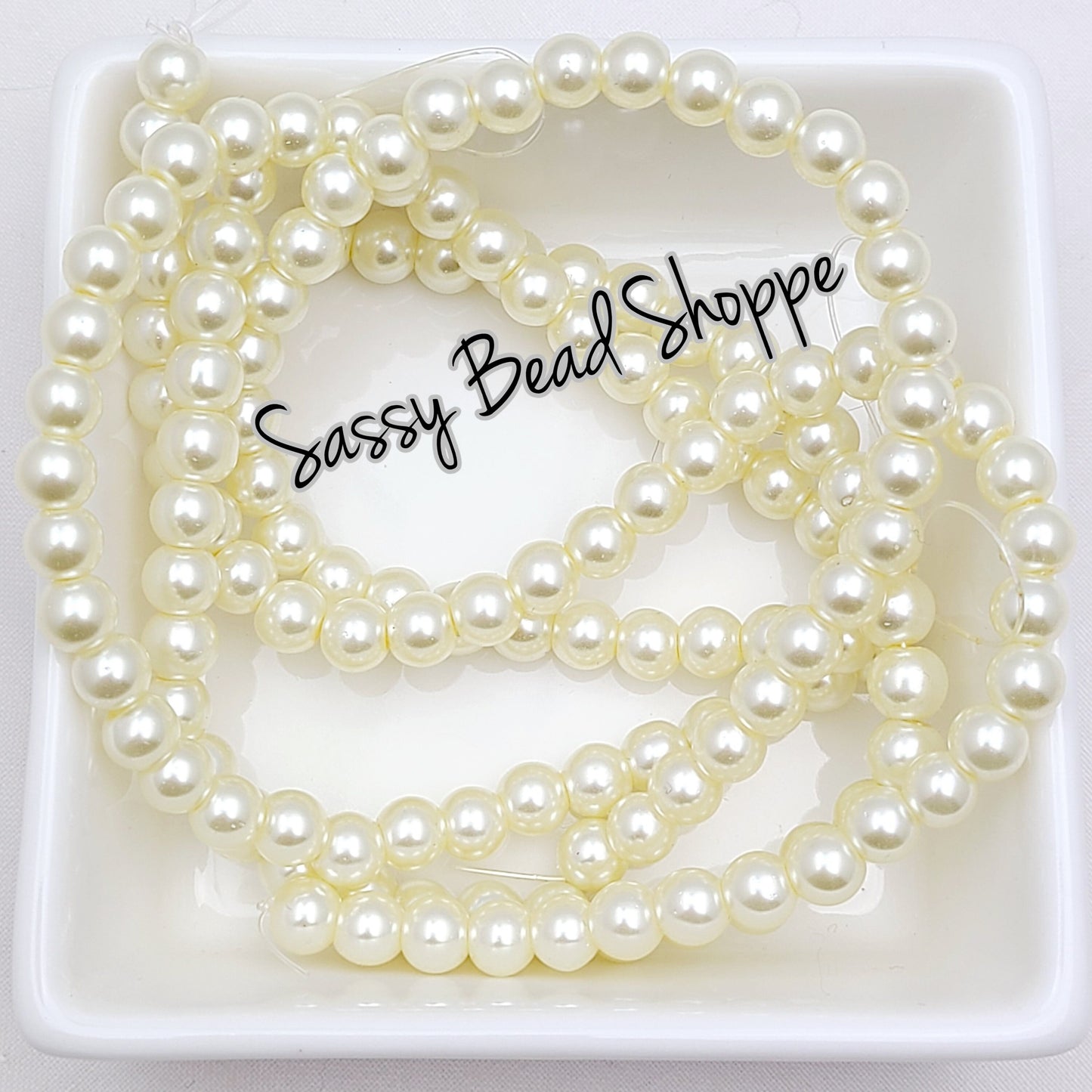 6mm Light Yellow Pearl Glass Beads - Sassy Bead Shoppe