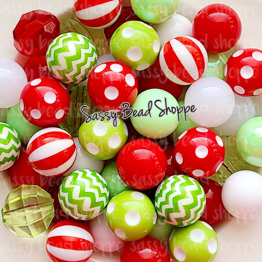 Merry Grinchmas Bubblegum Bead Mix