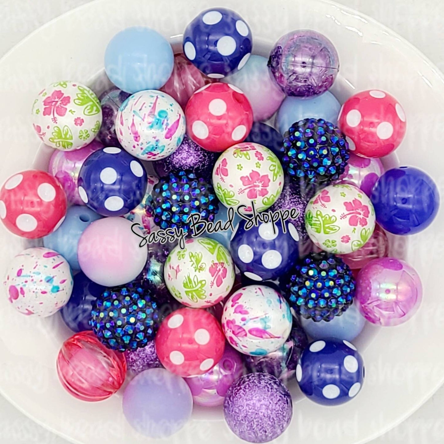 Stitch (2 Flower Beads) Bubblegum Bead Mix - Sassy Bead Shoppe