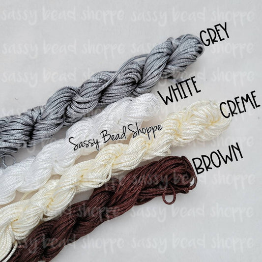 13 Yards of Nylon Cord, 2mm Multiple Neutral Color Options - Sassy Bead Shoppe