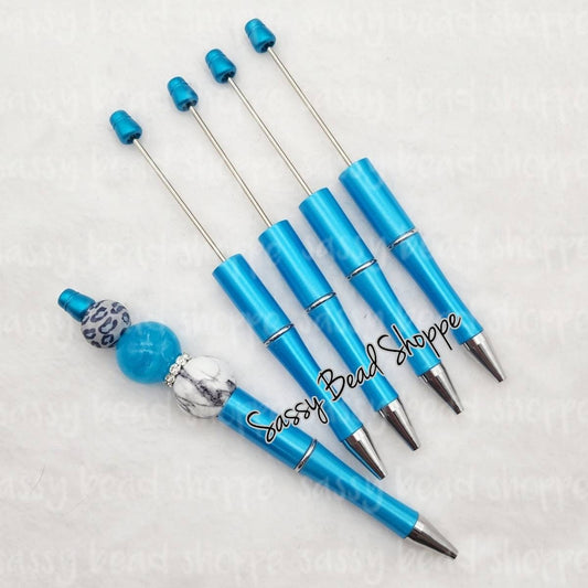 2 Blue DIY Beadable Pens ONLY