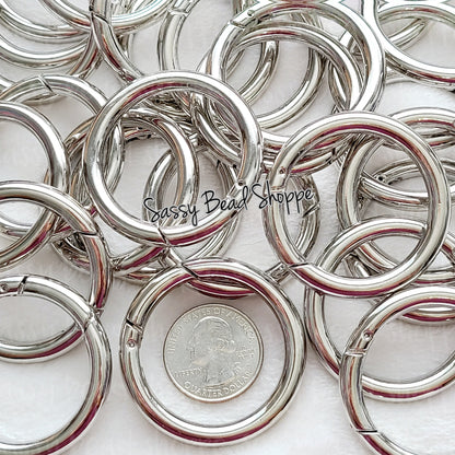 Silver 44mm Keychain/Lanyard Spring Gate Ring 1 Count