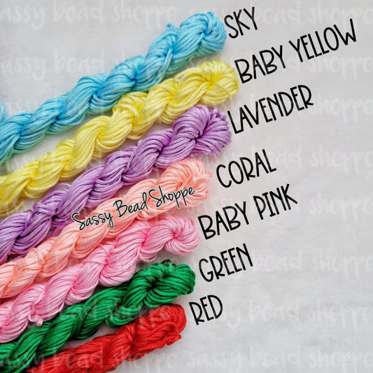 13 Yards of Nylon Cord, 2mm Multiple Color Options - Sassy Bead Shoppe