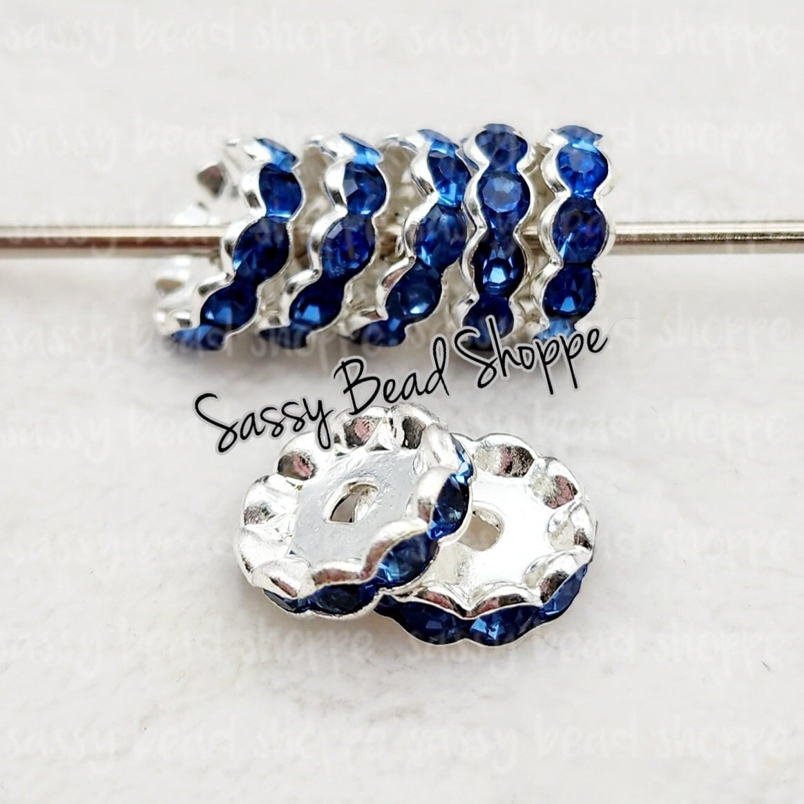 12mm Blue Crystal Rhinestone Spacers - Sassy Bead Shoppe