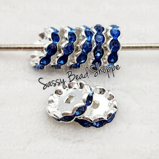 12mm Blue Crystal Rhinestone Spacers - Sassy Bead Shoppe