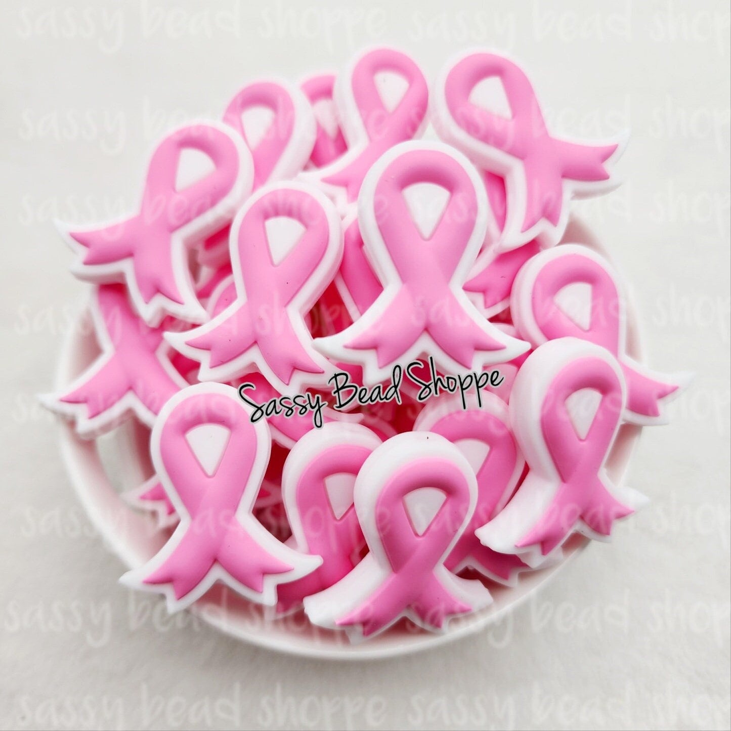 Pink Ribbon Focal Bead - Sassy Bead Shoppe