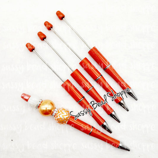 2 Orange DIY Beadable Pens ONLY