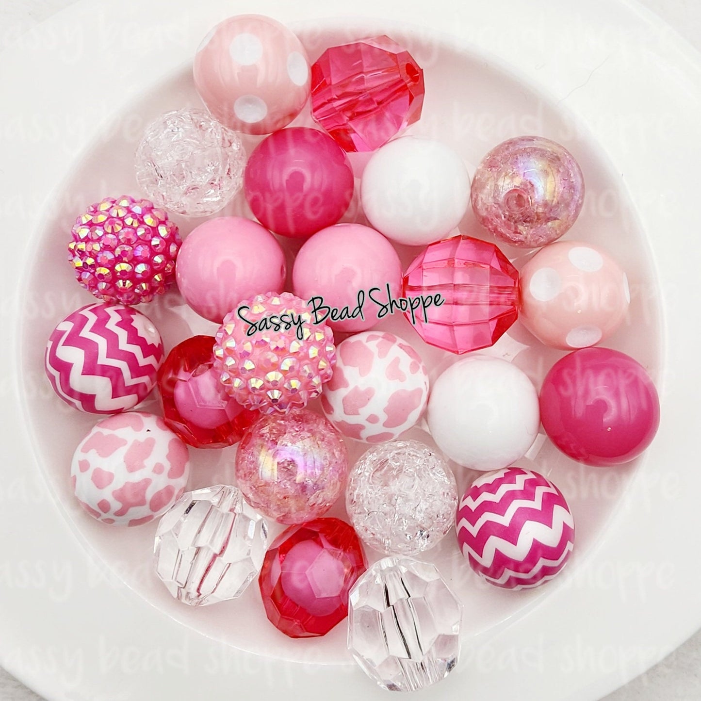 Strawberry Swirl Bubblegum Bead Mix - Sassy Bead Shoppe