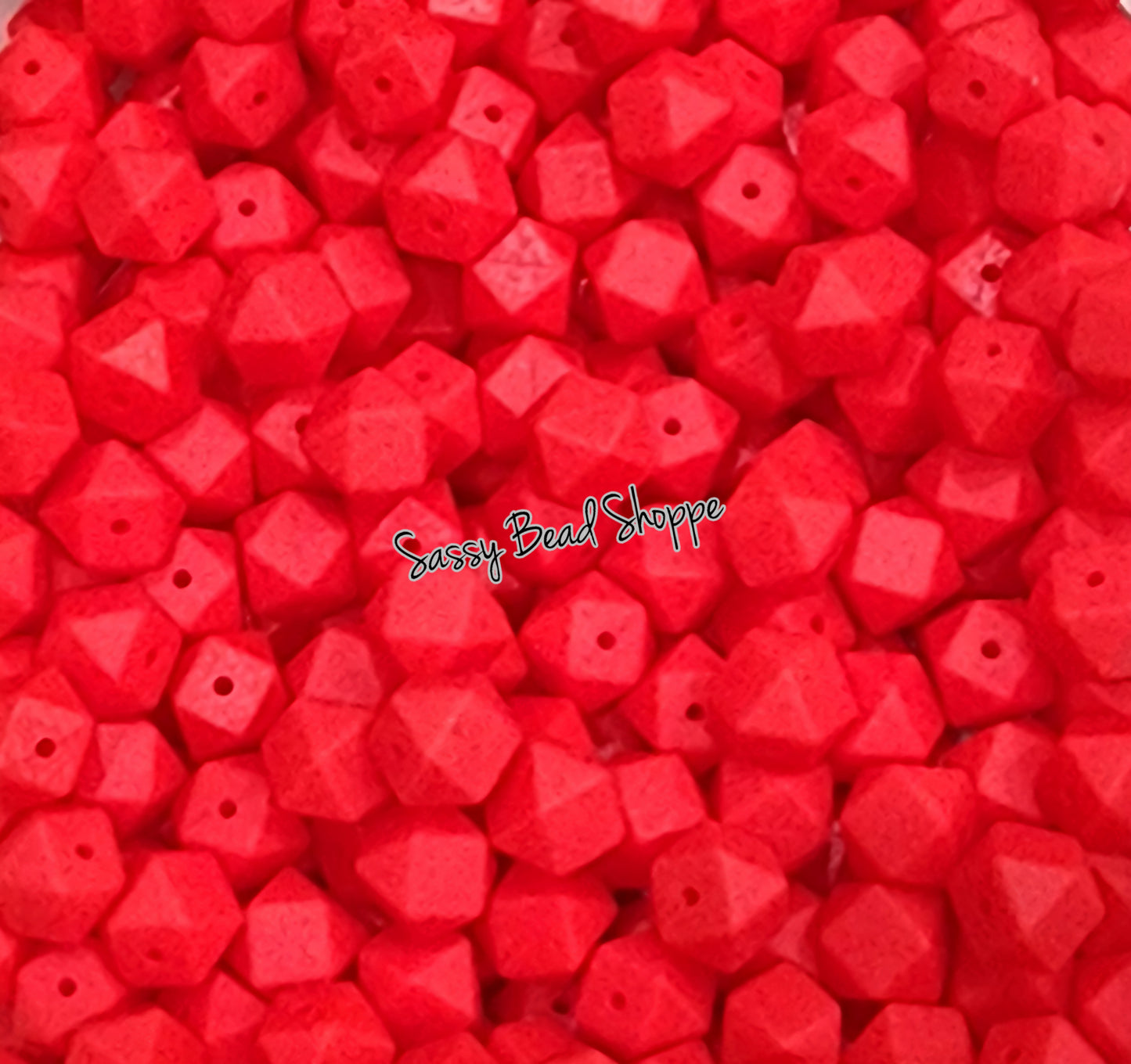 Red 14mm Hexagon Silicone Beads