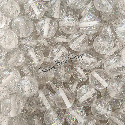 20MM Silver Confetti Beads