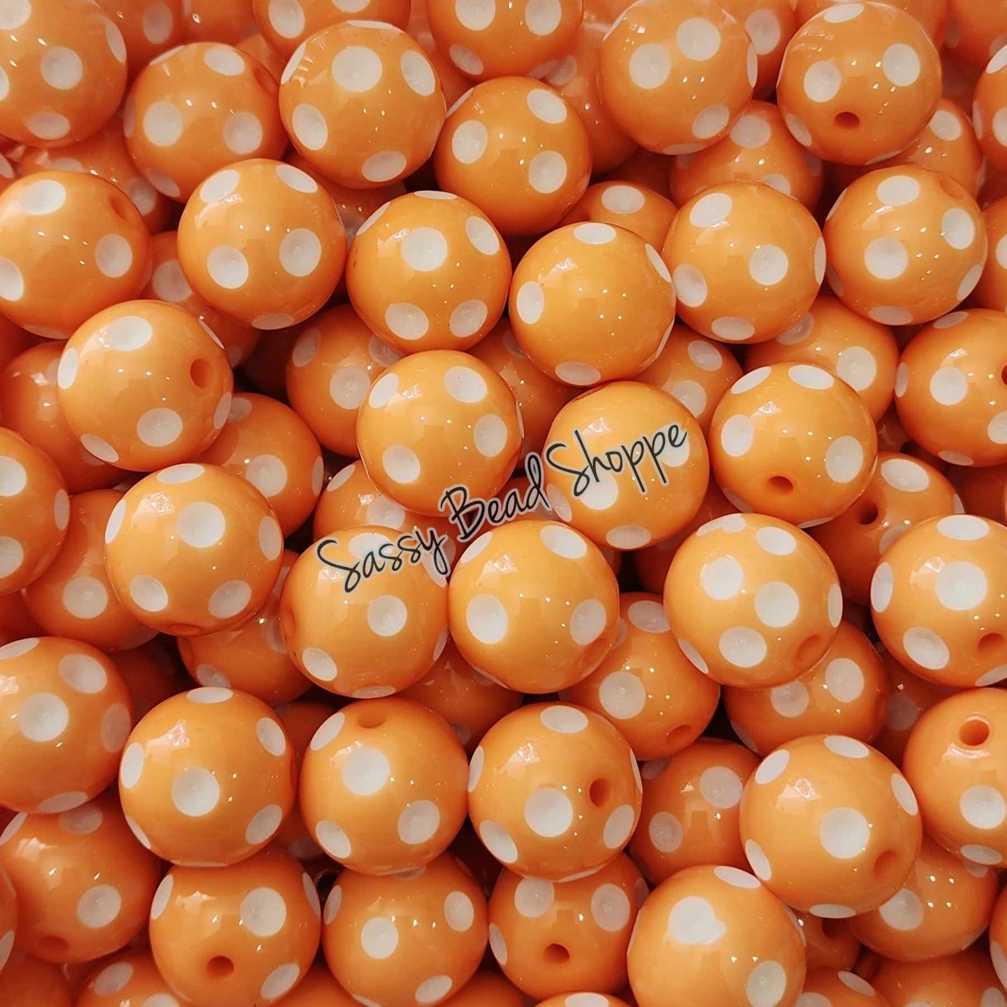 20MM Peach Polka Dot Beads - Sassy Bead Shoppe