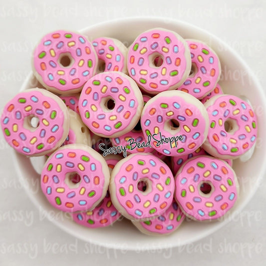 Sassy Bead Shoppe Pink Sprinkle Donut Focal Bead