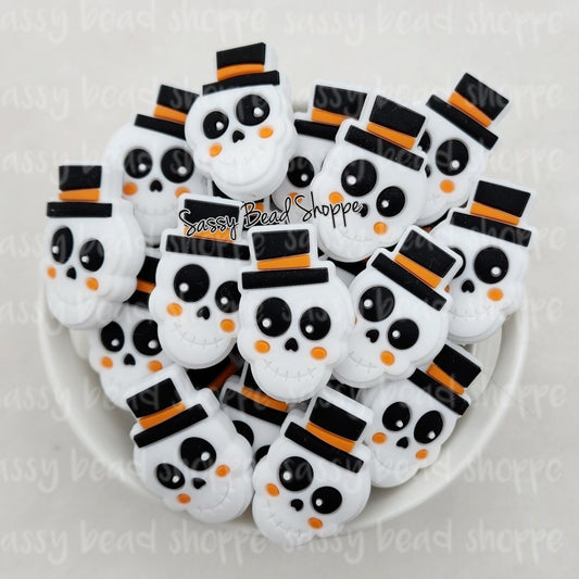 Sassy Bead Shoppe White Skeleton Head Focal Bead