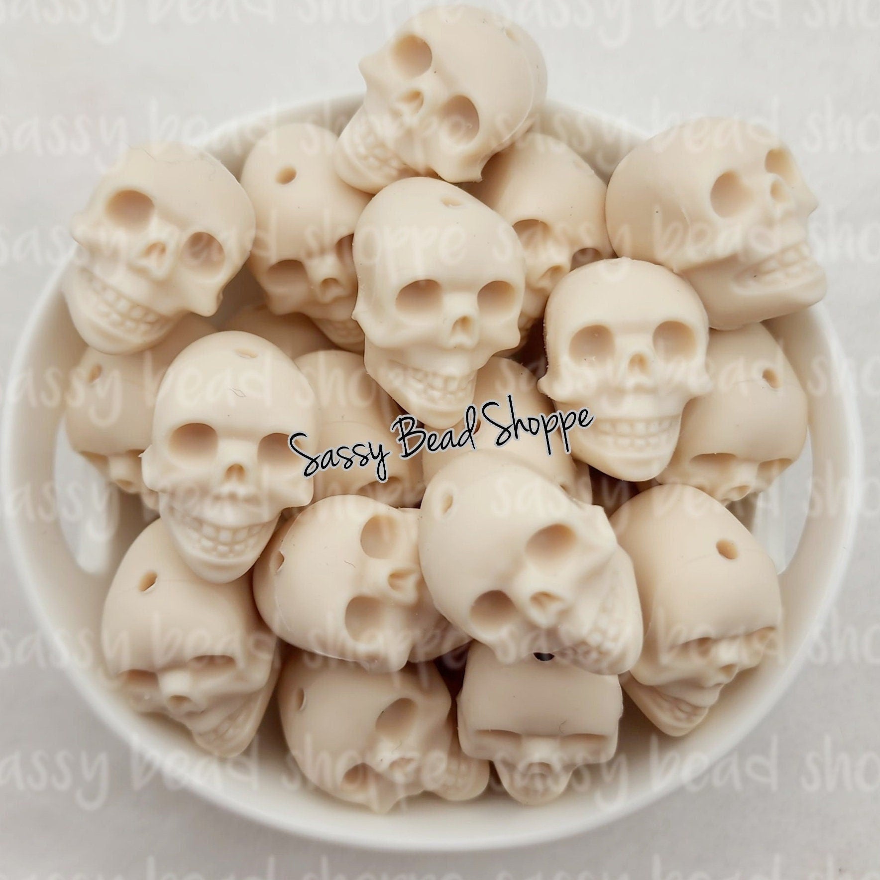 Sassy Bead Shoppe Beige Skull Focal Bead